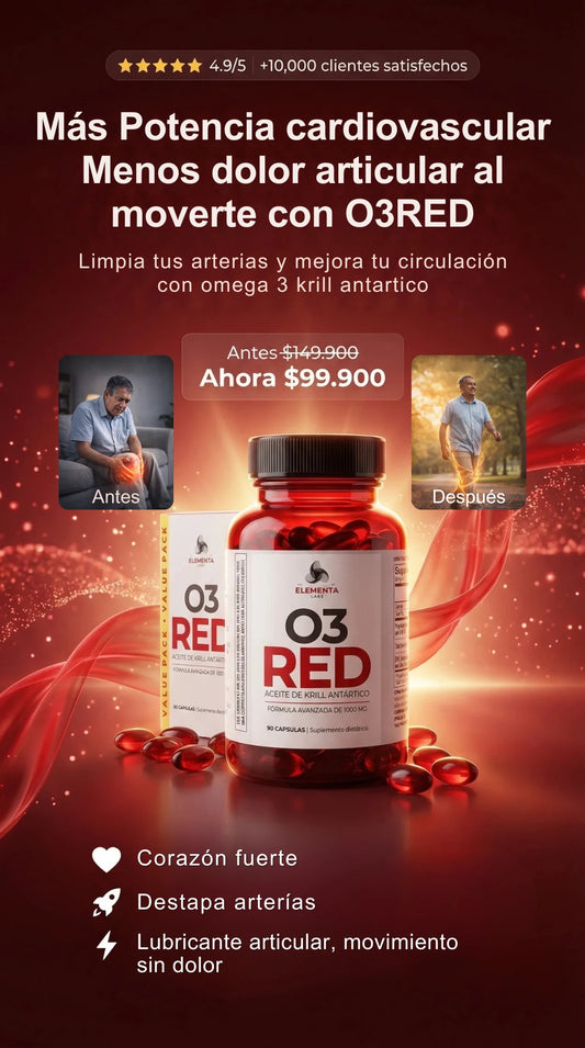 O3 RED® Aceite de Kril Antártico | Circulación Activa, Corazón Fuerte y Movimiento Sin Rigidez