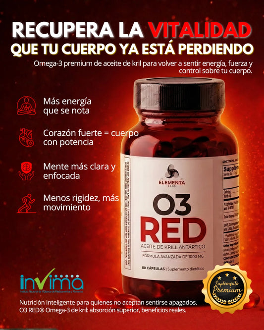 O3 RED® Aceite de Kril Antártico | Recupera tu Potencia y Energía Diaria
